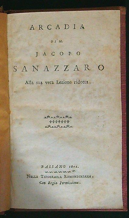 Arcadia - Jacopo Sanazzaro - copertina