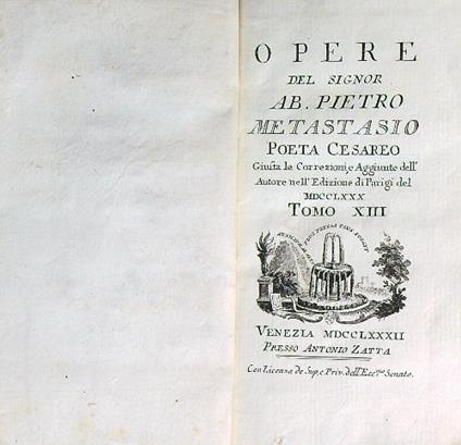 Opere Del Signor Ab. Pietro Metastasio Poeta Cesareo. Tomo XIII Poemi vari - Pietro Metastasio - copertina