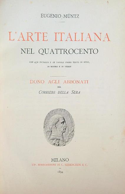 L' arte italiana nel quattrocento - Eugenio Muentz - copertina