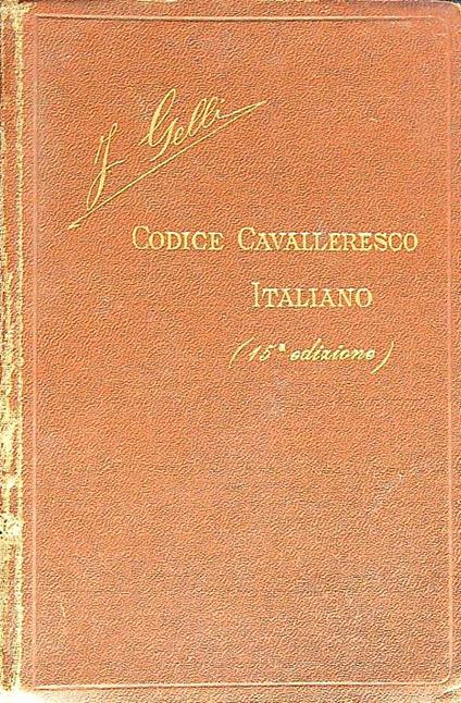 Codice cavalleresco italiano - Jacopo Gelli - copertina
