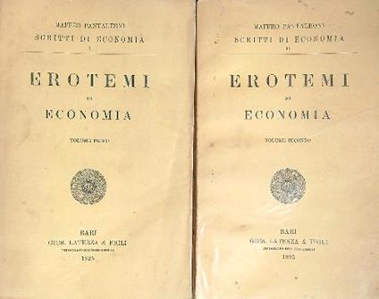 Erotemi di economia. 2vv - Maffeo Pantaleoni - copertina