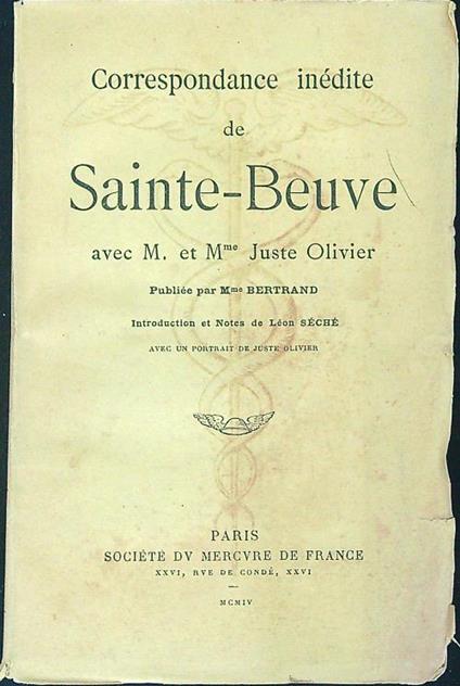 Correspondance inedite de Sainte-Beuve - Juste Olivier - copertina