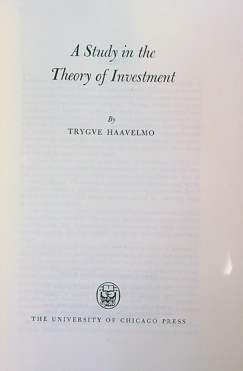 A Study in the Theory of Investment - Trygve Haavelmo - copertina