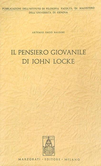 Il pensiero giovanile di John Locke - Artemio Enzo Baldini - copertina