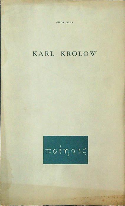 Karl Krolow - Gilda Musa - copertina