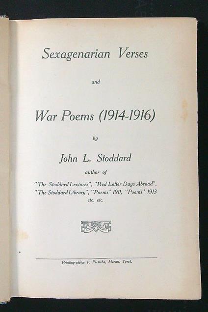 Sexagenarian verses and War Poems 1914 - 1916 - John L. Stoddard - copertina