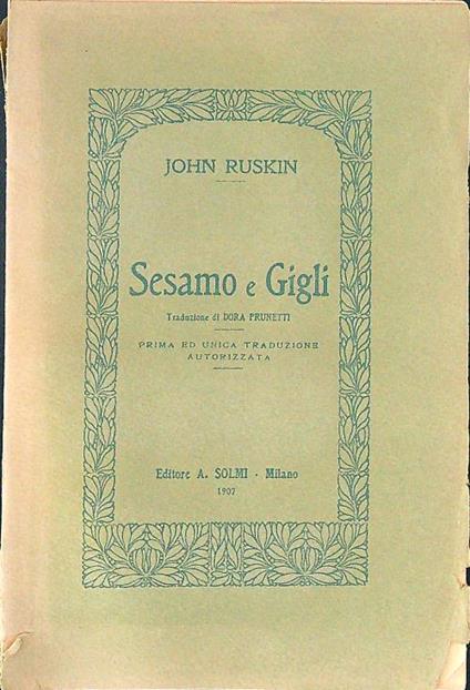 Sesamo e Gigli - John Ruskin - copertina