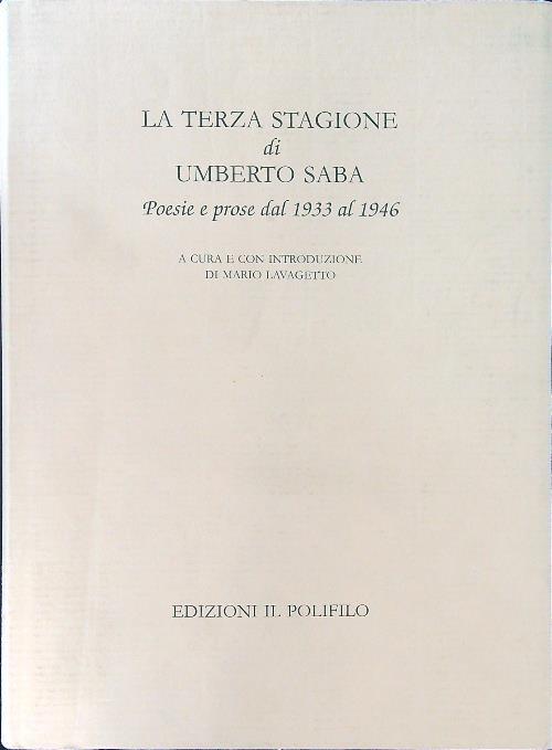 La terza stagione di Umberto Saba - Mario Lavagetto - copertina