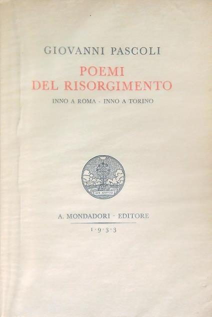 Poemi del risorgimento - Giovanni Pascoli - copertina