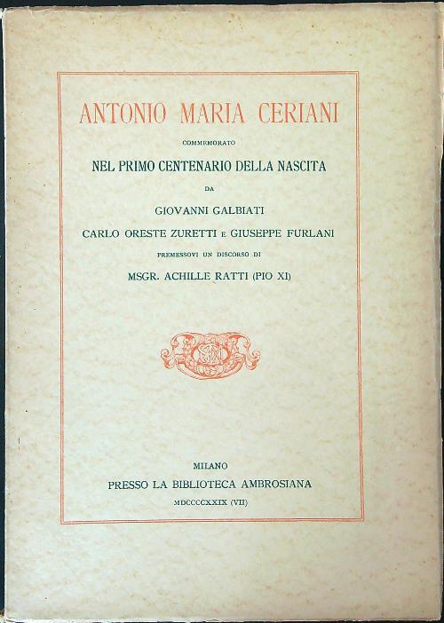 Antonio Maria Ceriani - copertina