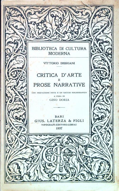 Critica d'arte e prose narrative - Vittorio Imbriani - copertina