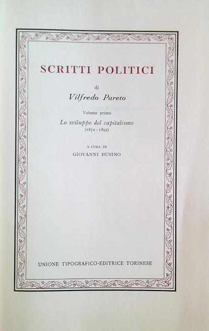 Scritti politici - Volume 1 - Vilfredo Pareto - copertina