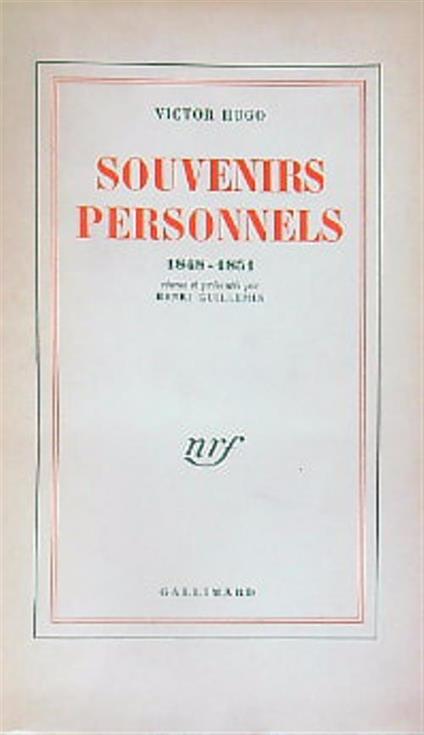 Souvenirs personnels 1848-1851 - Victor Hugo - copertina