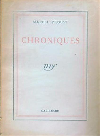 Chroniques - Marcel Proust - copertina