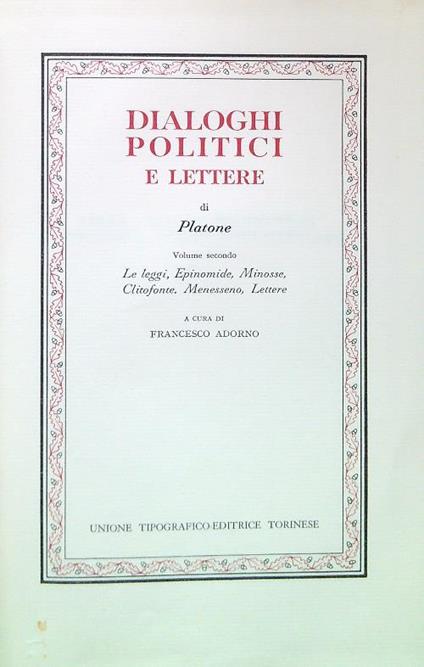 Dialoghi Politici e Lettere - Volume 2 - Platone - copertina