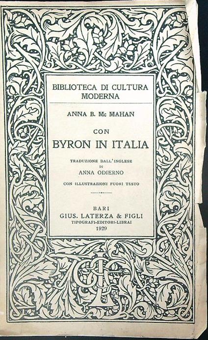 Con Byron in Italia - Anna Mahan - copertina