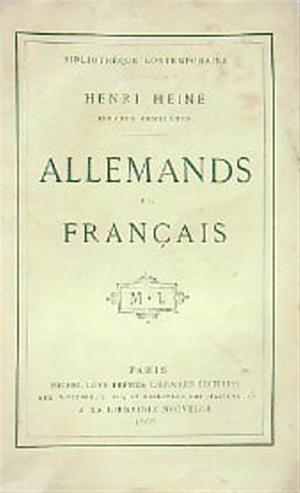 Allemand et Francais - Henri Heine - copertina