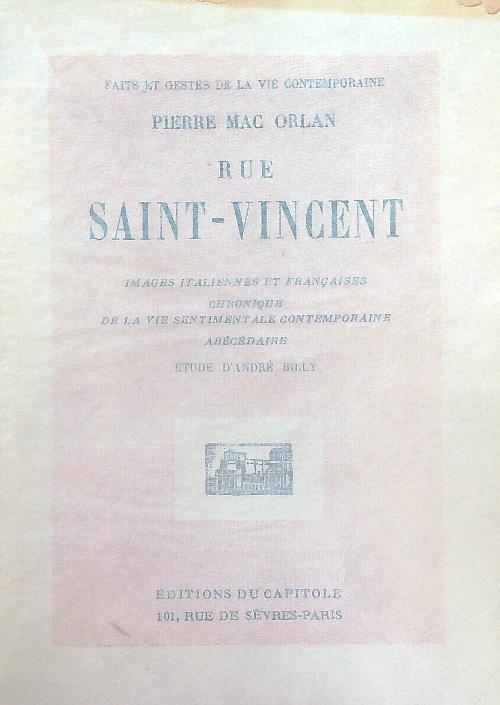 Rue Saint-Vincent - Pierre Mac Orlan - copertina