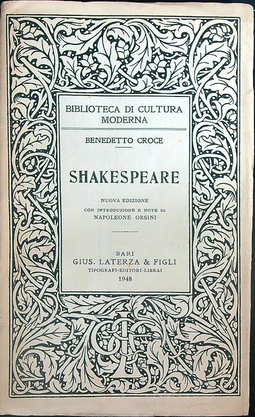 Shakespeare - Benedetto Croce - copertina