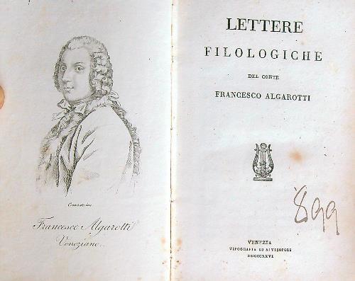 Lettere filologiche - Francesco Algarotti - copertina