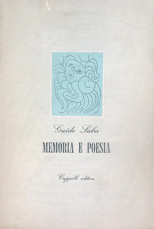 Memoria e poesia - Guido Saba - copertina