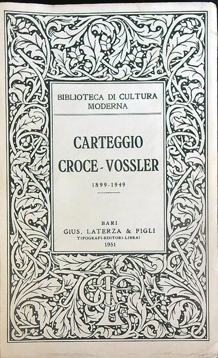 Carteggio Croce - Vossler (1899 - 1949) - copertina