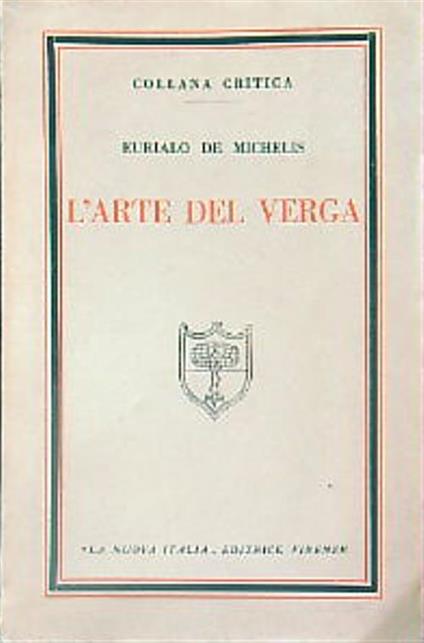 L' arte del Verga - Eurialo De Michelis - copertina