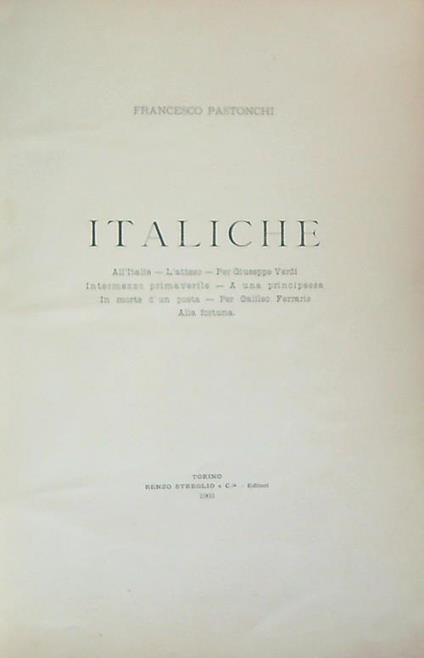 Italiche - Francesco Pastonchi - copertina