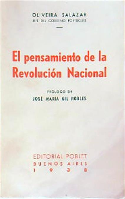 El pensamiento de la revolución nacional - Oliveira Salazar - copertina