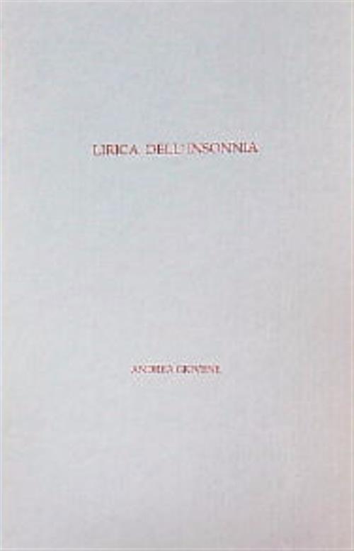 Lirica dell'insonnia - Andrea Giovene - copertina