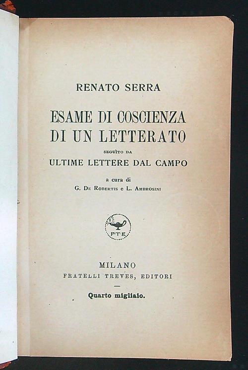Esame di coscienza di un letterato - Renato Serra - copertina