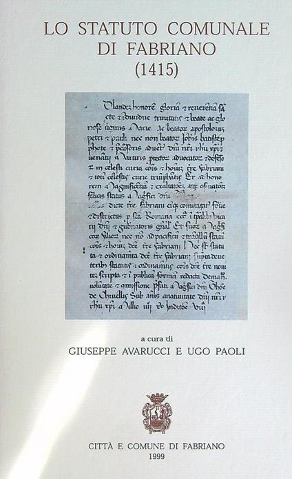 Lo statuto comunale di Fabriano (1415) - Giuseppe Avarucci - copertina