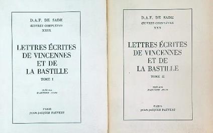 Lettres ecrites de Vincennes et de La Bastille. 2vv - D.A.F. De Sade - copertina