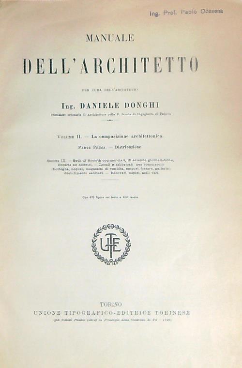 Manuale dell'architetto - Daniele Donghi - copertina