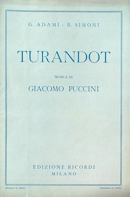 Turandot - G. Adami - copertina