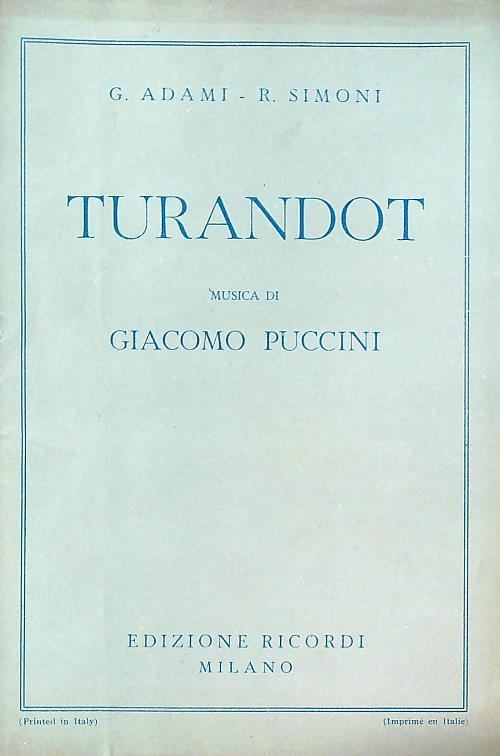 Turandot - G. Adami - copertina