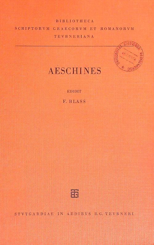 Aeschinis - F. Blass - copertina