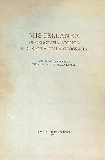 Miscellanea di geografia storica e di storia della geografia - copertina