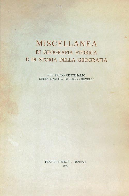 Miscellanea di geografia storica e di storia della geografia - copertina