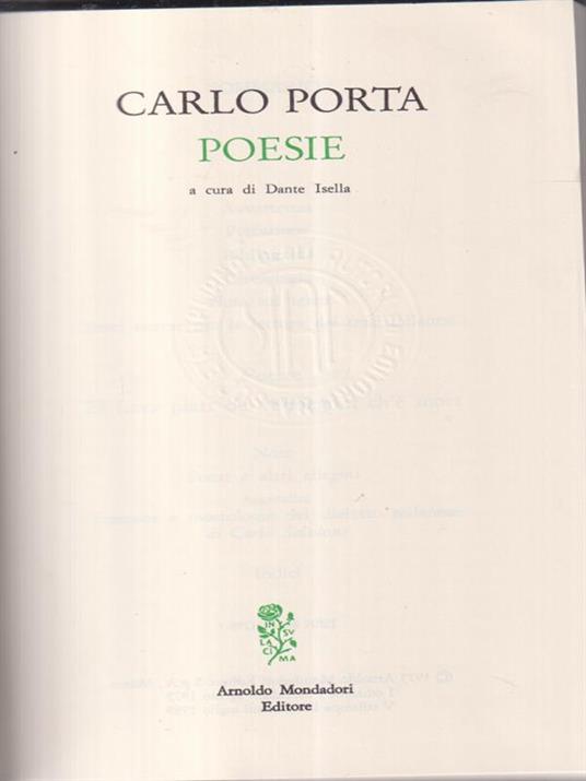 Poesie - Carlo Porta - copertina