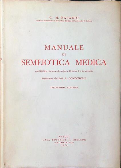 Manuale di semeiotica medica - G. M. Rasario - copertina