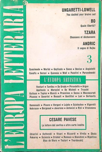 L' Europa letteraria n. 3/giugno 1960 - copertina