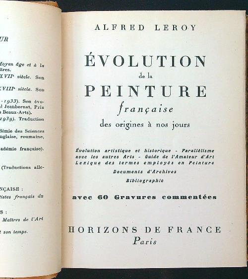 Evolution de la peinture francaise - Alfred Leroy - copertina