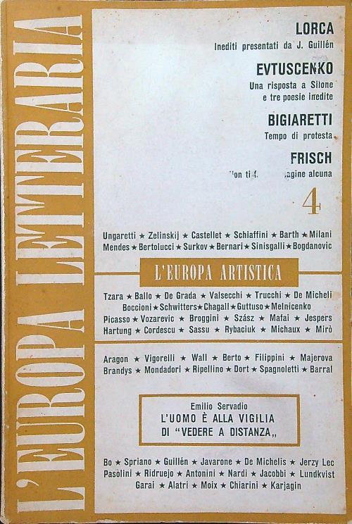 L' Europa letteraria n. 4/ottobre 1960 - copertina