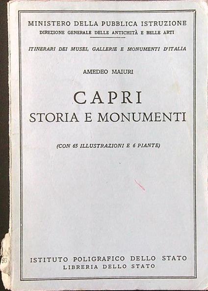 Capri storia e monumenti - Amedeo Maiuri - copertina