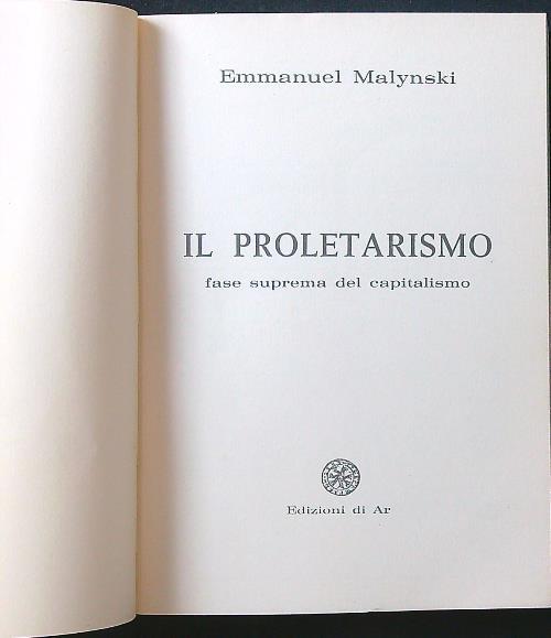 Il proletarismo - Emmanuel Malynski - copertina