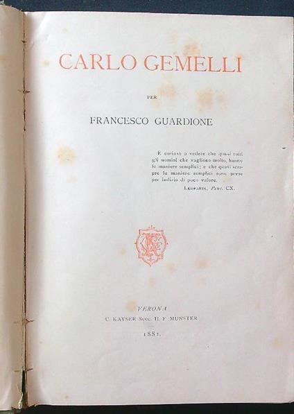 Carlo Gemelli - Francesco Guardione - copertina