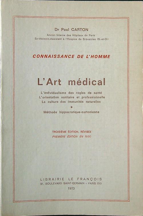 L' art medical - Paul Carton - copertina