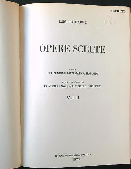 Opere scelte vol. II - Luigi Fantappiè - copertina