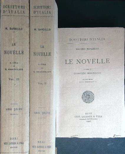 Le  novelle 3 vv - M. Bandello - copertina